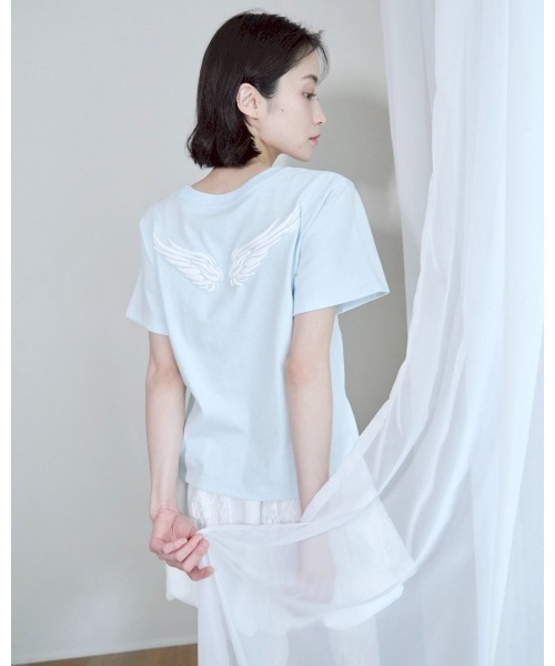 Smyeon(スミョン)の「Foam angel T-shirt/発泡プリントエンジェルTシャツ(Tシャツ/カットソー・レディース・ミント/ライトブルー/ピンク/ホワイト・FREE)」の3枚目の写真