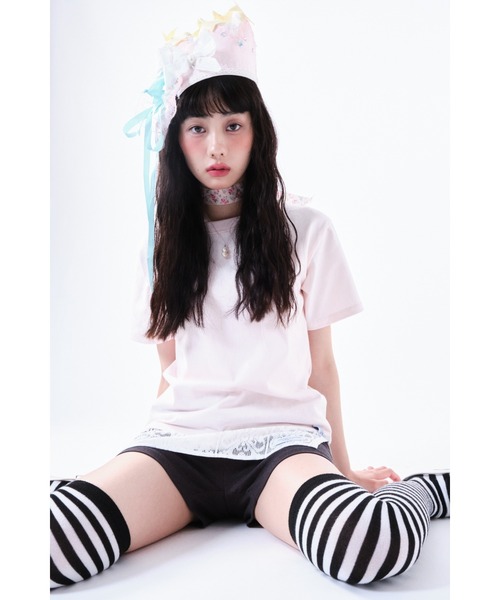 Smyeon(スミョン)の「Foam angel T-shirt/発泡プリントエンジェルTシャツ(Tシャツ/カットソー・レディース・ミント/ライトブルー/ピンク/ホワイト・FREE)」の19枚目の写真