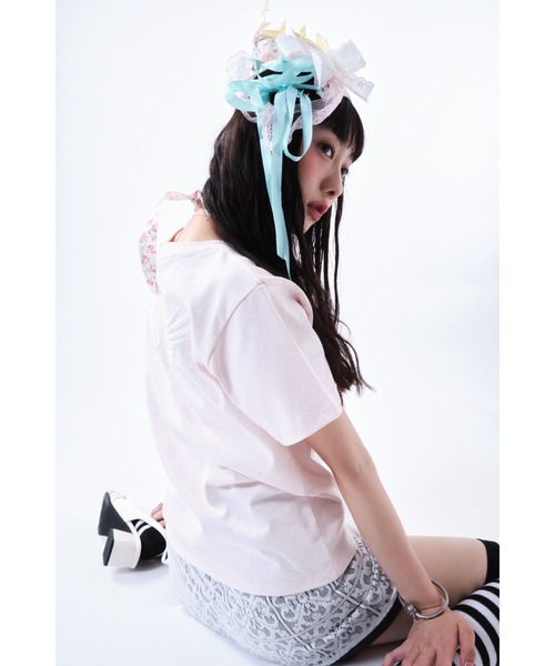 Smyeon(スミョン)の「Foam angel T-shirt/発泡プリントエンジェルTシャツ(Tシャツ/カットソー・レディース・ミント/ライトブルー/ピンク/ホワイト・FREE)」の20枚目の写真
