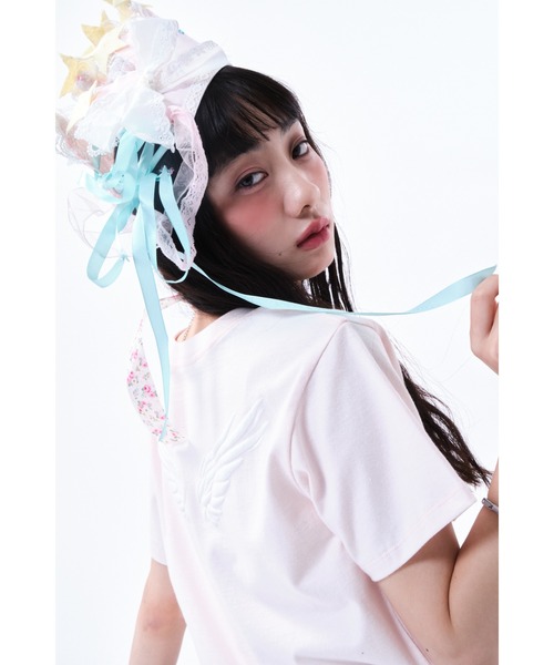 Smyeon(スミョン)の「Foam angel T-shirt/発泡プリントエンジェルTシャツ(Tシャツ/カットソー・レディース・ミント/ライトブルー/ピンク/ホワイト・FREE)」の21枚目の写真