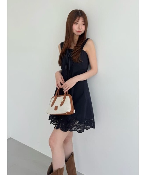 新作新品タグ付き　スナイデル♡ レーストリムコットンミニワンピース レーストリムコットンミニワンピース(ミニワンピース