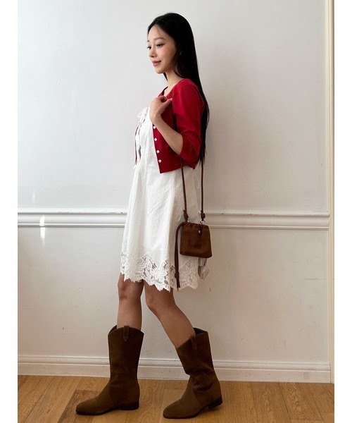 新作新品タグ付き　スナイデル♡ レーストリムコットンミニワンピース SNIDEL ワンピース レーストリムコットンミニワンピース