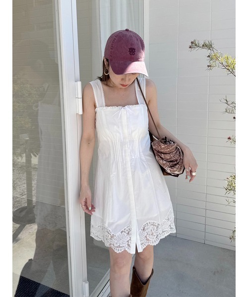 セール】レーストリムコットンミニワンピース（ワンピース