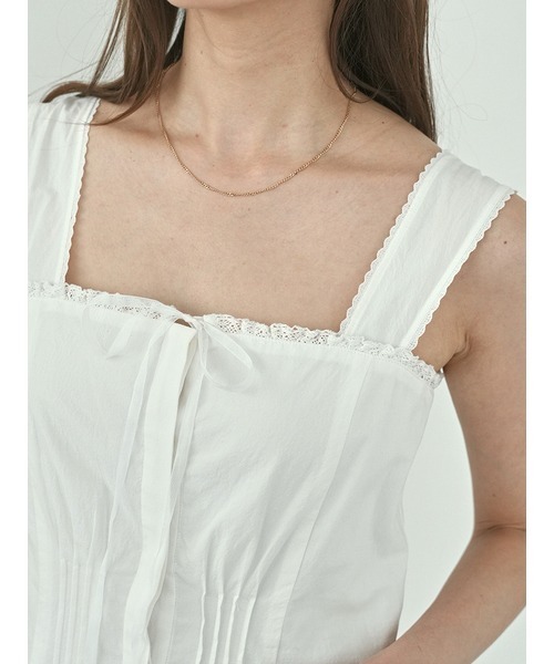 SNIDEL（スナイデル）の「レーストリムコットンミニワンピース