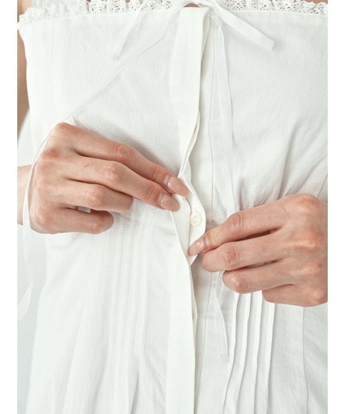 SNIDEL（スナイデル）の「レーストリムコットンミニワンピース