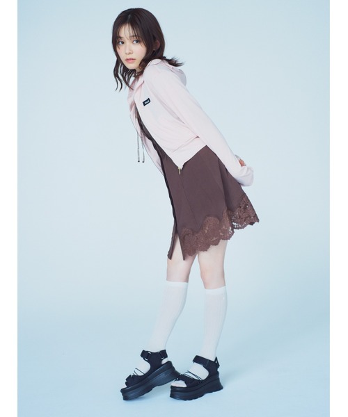 新作新品タグ付き　スナイデル♡ レーストリムコットンミニワンピース SNIDEL ワンピース レーストリムコットンミニワンピース