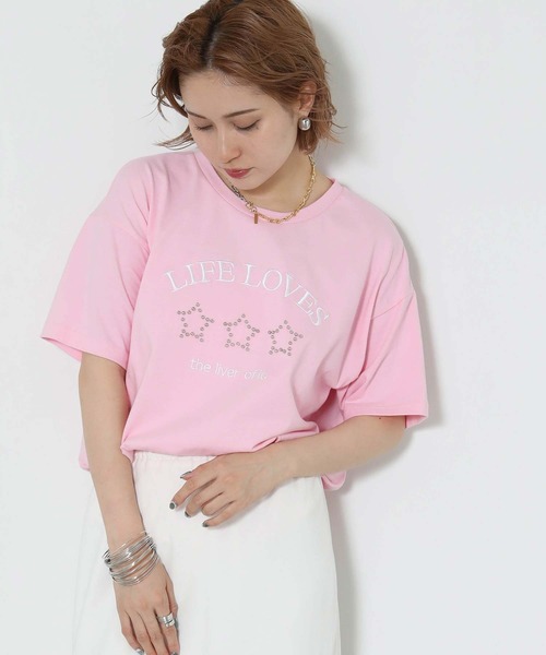 Gready Brilliant(グレディブリリアン)の「スタースタッズロゴ刺繍T(Tシャツ/カットソー・レディース・ピンク/オフホワイト/チャコールグレー・FREE)」の20枚目の写真