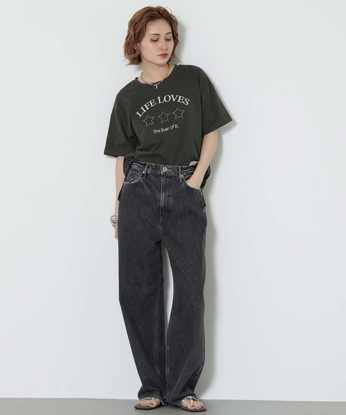 Gready Brilliant(グレディブリリアン)の「スタースタッズロゴ刺繍T(Tシャツ/カットソー・レディース・ピンク/オフホワイト/チャコールグレー・FREE)」の8枚目の写真