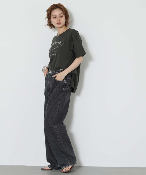 Gready Brilliant(グレディブリリアン)の「スタースタッズロゴ刺繍T(Tシャツ/カットソー・レディース・ピンク/オフホワイト/チャコールグレー・FREE)」の9枚目の写真