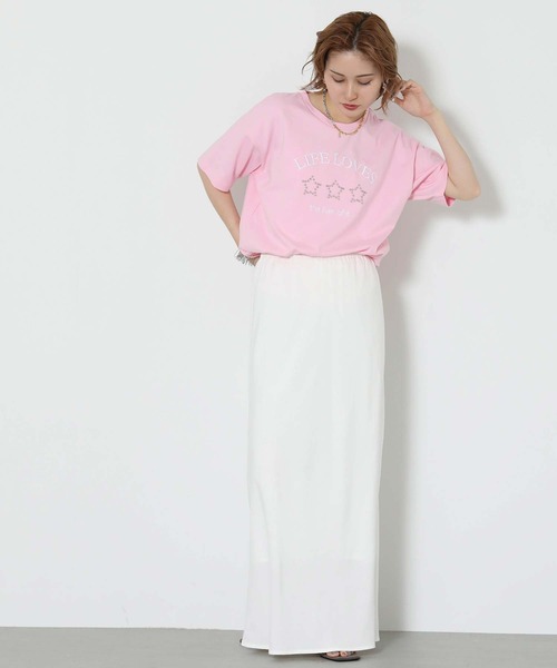 Gready Brilliant(グレディブリリアン)の「スタースタッズロゴ刺繍T(Tシャツ/カットソー・レディース・ピンク/オフホワイト/チャコールグレー・FREE)」の16枚目の写真