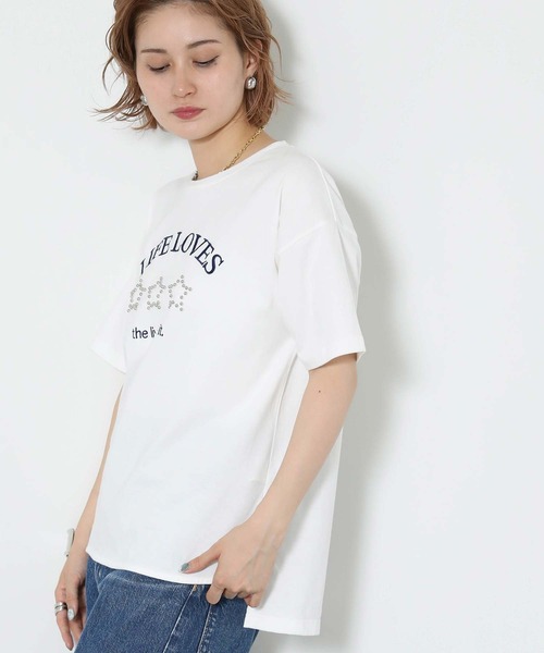 Gready Brilliant(グレディブリリアン)の「スタースタッズロゴ刺繍T(Tシャツ/カットソー・レディース・ピンク/オフホワイト/チャコールグレー・FREE)」の6枚目の写真