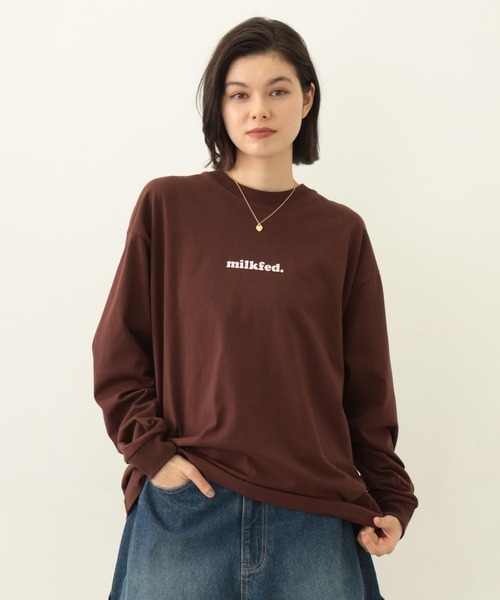 MILKFED.（ミルクフェド）の「COOPER LOGO WIDE L/S TEE（Tシャツ/カットソー・レディース・オフホワイト/ブラウン/チャコール・M/L）」の3枚目の写真