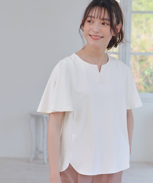 Tiaclasse(ティアクラッセ)の「ブラウス見えフレアスリーブカットソー(Tシャツ/カットソー・レディース・ラベンダー/ブラック/ターコイズブルー/オフホワイト・L/M)」の10枚目の写真