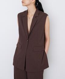GALLEST | 【セットアップ対応】リネンライクジレジャケット【カセット服/通勤・オフィス】(ベスト)