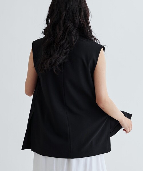 GALLEST（ギャレスト）の「【セットアップ対応】リネンライクジレジャケット【カセット服/通勤・オフィス】（ベスト・レディース・ブラック/ブラウン系その他・36/38/40）」の13枚目の写真