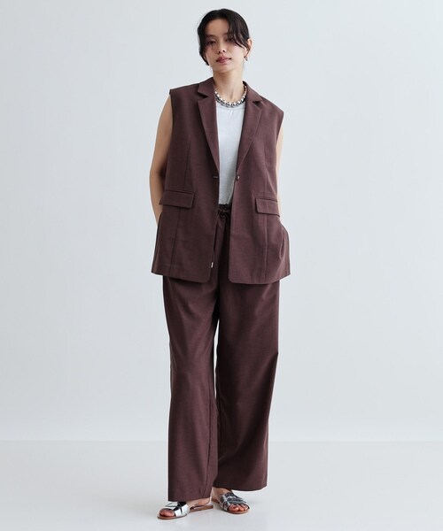 GALLEST（ギャレスト）の「【セットアップ対応】リネンライクジレジャケット【カセット服/通勤・オフィス】（ベスト・レディース・ブラック/ブラウン系その他・36/38/40）」の18枚目の写真