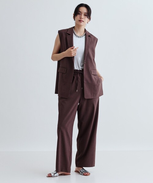 ベスト ジレ 「接触冷感／セットアップ対応」リネンライクジレジャケット「カセット服/通勤・オフィス」 レディース セール】【接触冷感／セットアップ対応】リネンライクジレ