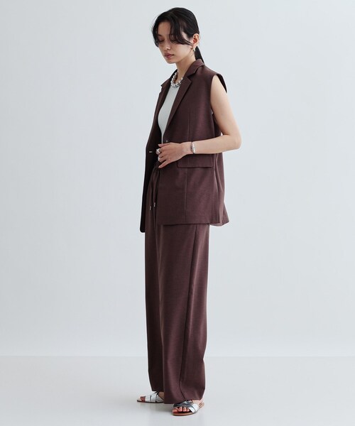 GALLEST（ギャレスト）の「【セットアップ対応】リネンライクジレジャケット【カセット服/通勤・オフィス】（ベスト・レディース・ブラック/ブラウン系その他・36/38/40）」の20枚目の写真