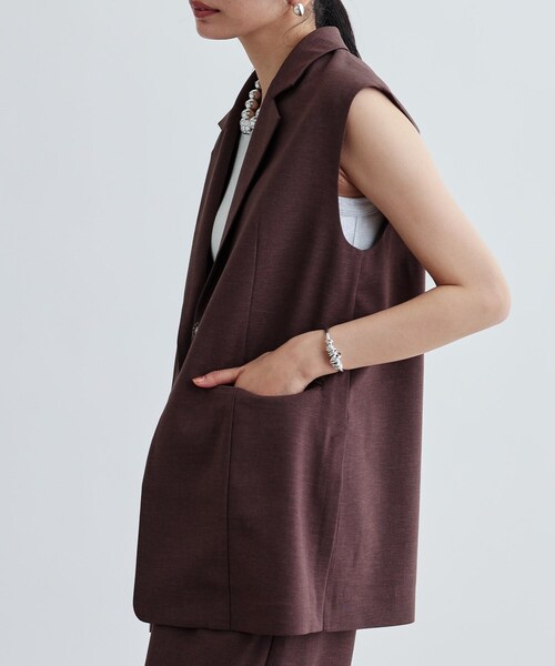 GALLEST / ギャレスト 【接触冷感／セットアップ対応】リネンライクビスチェ【カセット服/通勤・オフィス】 セール】【接触冷感／セットアップ対応】リネンライクビスチェ