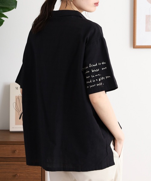 ブラウス シャツ EMAGO ロゴ刺繍サイドボタンシャツ レディース EMAGO ロゴ刺繍サイドボタンシャツ（シャツ/ブラウス）｜Emago