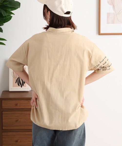 ブラウス シャツ EMAGO ロゴ刺繍サイドボタンシャツ レディース EMAGO ロゴ刺繍サイドボタンシャツ（シャツ/ブラウス）｜Emago