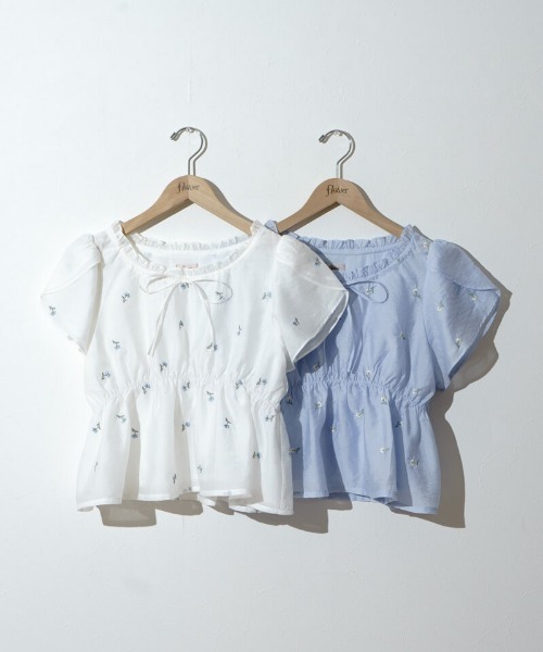 flower(フラワー)の「トゥインクルエンブロイダリーブラウス(シャツ/ブラウス・レディース・ブルー/ホワイト・FREE)」の18枚目の写真