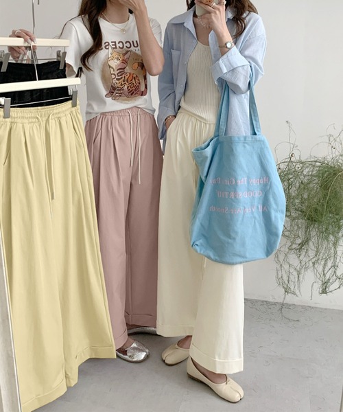 BANICO(バニコ)の「ナチュラルムードワイドパンツ(スラックス・レディース・ブラック/ライトベージュ/ピンク/イエロー・LARGE/MEDIUM/X-LARGE)」の8枚目の写真