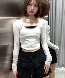 CHERRYQUIRI | 【CHERRYQUIRI】corset stud long sleeve tee / 【チェリーキュリー】コルセットスタッズ長袖Tシャツ(Tシャツ/カットソー)