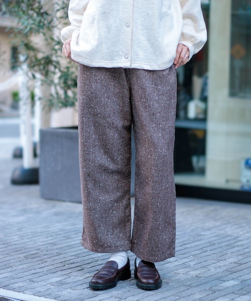 D.M.G.（ドミンゴ）の「[D.M.G / ディーエムジー] ウールライクへリンボン プルオントラウザー（その他パンツ・レディース・ブラウン/グレー・S/M）」の3枚目の写真