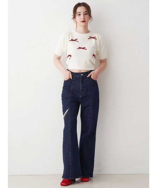 CALNAMUR カルナムール　ストレートパイルパンツ　ベロア素材　F PORTRAIT VELVET TIGHT FLARE PANTS