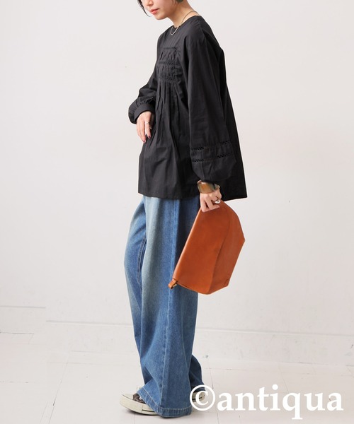antiqua（アンティカ）の「インド綿ブラウス（シャツ/ブラウス・レディース・ブラック/ホワイト・ONESIZE）」の19枚目の写真