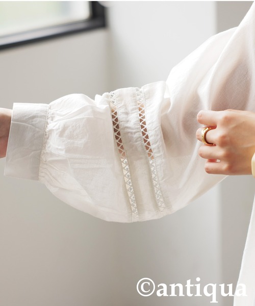 antiqua（アンティカ）の「インド綿ブラウス（シャツ/ブラウス・レディース・ブラック/ホワイト・ONESIZE）」の7枚目の写真