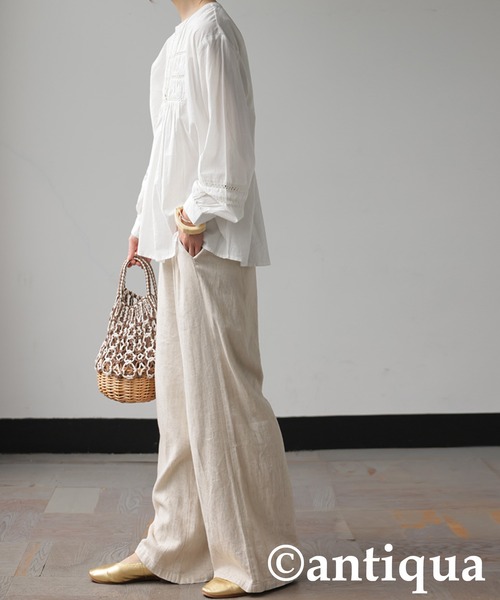 antiqua（アンティカ）の「インド綿ブラウス（シャツ/ブラウス・レディース・ブラック/ホワイト・ONESIZE）」の4枚目の写真