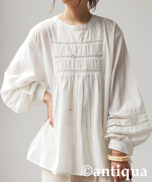 antiqua（アンティカ）の「インド綿ブラウス（シャツ/ブラウス・レディース・ブラック/ホワイト・ONESIZE）」の5枚目の写真