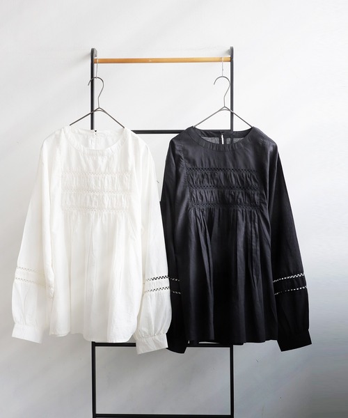 antiqua（アンティカ）の「インド綿ブラウス（シャツ/ブラウス・レディース・ブラック/ホワイト・ONESIZE）」の10枚目の写真