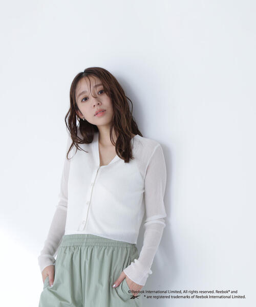 カーディガン 「THINK BEAUTY」「麻亜里さんコラボ」シアーカーデ＆リブカップ付きニットキャミソール レディース THINK BEAUTY】【麻亜里さんコラボ】シアーカーデ＆リブカップ