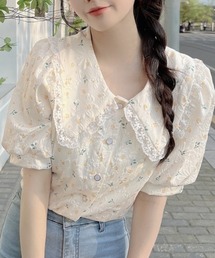 SOOR PLOOM 花柄パフスリーブTシャツ 2Y トップス セール】小花柄パフスリーブTOPS（Tシャツ/カットソー）｜SOLLON