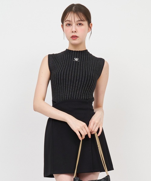 ROYAL PARTY（ロイヤルパーティー）の「エンブレム刺繍ノースリーブラメニットトップス（ニット/セーター・レディース・ベージュ/ブルー/ブラック・FREE）」の12枚目の写真