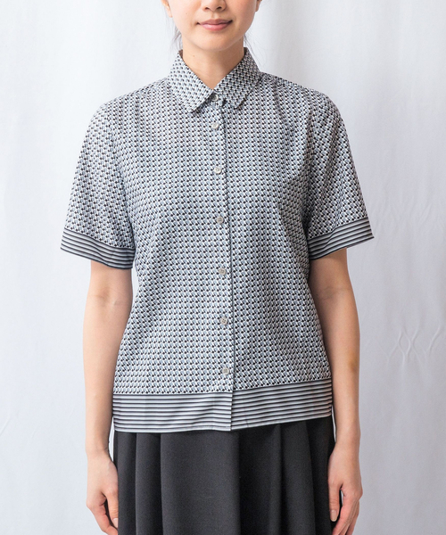 NARACAMICIE(ナラカミーチェ)の「【NARACAMICIE】【セットアップ対応】幾何柄ボウタイ半袖ブラウス(シャツ/ブラウス・レディース・グレー/グリーン・XXL/XL/M/S/L)」の17枚目の写真