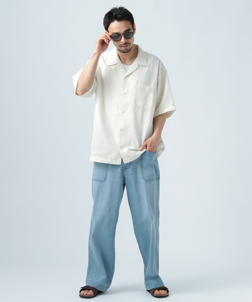 BAYFLOW（ベイフロー）の「[さらっと羽織れる]ワッフル半袖シャツ（シャツ/ブラウス・メンズ・ネイビー/ブルー/オフホワイト・MEDIUM/LARGE）」の11枚目の写真