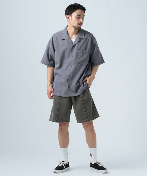 BAYFLOW（ベイフロー）の「[さらっと羽織れる]ワッフル半袖シャツ（シャツ/ブラウス・メンズ・ネイビー/ブルー/オフホワイト・MEDIUM/LARGE）」の15枚目の写真