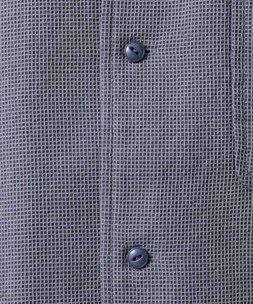 BAYFLOW（ベイフロー）の「[さらっと羽織れる]ワッフル半袖シャツ（シャツ/ブラウス・メンズ・ネイビー/ブルー/オフホワイト・MEDIUM/LARGE）」の16枚目の写真