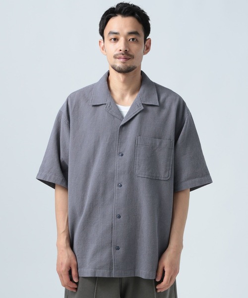 BAYFLOW（ベイフロー）の「[さらっと羽織れる]ワッフル半袖シャツ（シャツ/ブラウス・メンズ・ネイビー/ブルー/オフホワイト・MEDIUM/LARGE）」の17枚目の写真