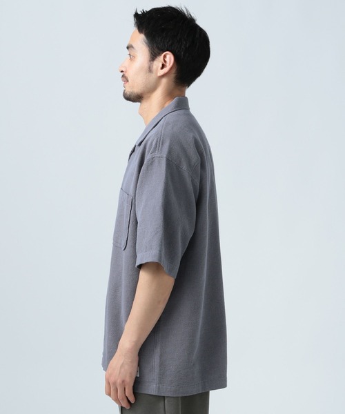 BAYFLOW（ベイフロー）の「[さらっと羽織れる]ワッフル半袖シャツ（シャツ/ブラウス・メンズ・ネイビー/ブルー/オフホワイト・MEDIUM/LARGE）」の18枚目の写真