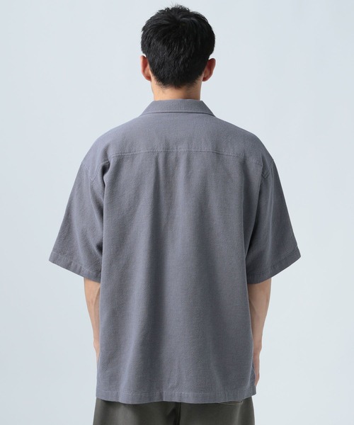 BAYFLOW（ベイフロー）の「[さらっと羽織れる]ワッフル半袖シャツ（シャツ/ブラウス・メンズ・ネイビー/ブルー/オフホワイト・MEDIUM/LARGE）」の19枚目の写真