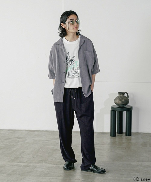 BAYFLOW（ベイフロー）の「[さらっと羽織れる]ワッフル半袖シャツ（シャツ/ブラウス・メンズ・ネイビー/ブルー/オフホワイト・MEDIUM/LARGE）」の7枚目の写真