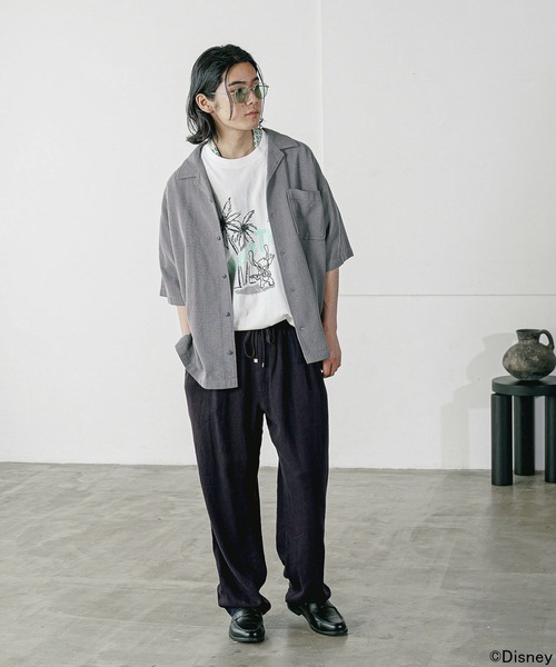 BAYFLOW（ベイフロー）の「[さらっと羽織れる]ワッフル半袖シャツ（シャツ/ブラウス・メンズ・ネイビー/ブルー/オフホワイト・MEDIUM/LARGE）」の8枚目の写真