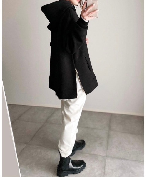 STYLEDOOR（スタイルドア）の「【サイズ展開あり】サイドジップダンボールニットフーディー（パーカー・レディース・サックスブルー/ライトベージュ/ブラック・S/3L/LL/L/M）」の14枚目の写真