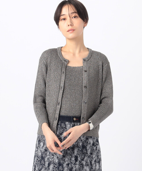 K.T KIYOKO TAKASE(キヨコタカセ)の「グリッターリブ ニットカーディガン(カーディガン/ボレロ・レディース・ベージュ/グレー・9号)」の2枚目の写真