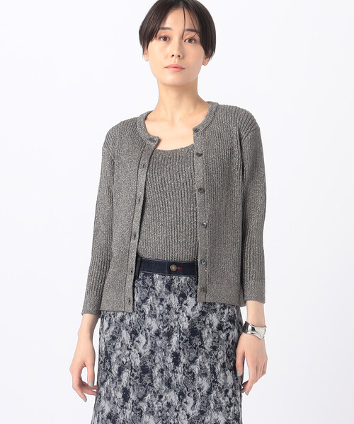 K.T KIYOKO TAKASE(キヨコタカセ)の「グリッターリブ ニットカーディガン(カーディガン/ボレロ・レディース・ベージュ/グレー・9号)」の4枚目の写真